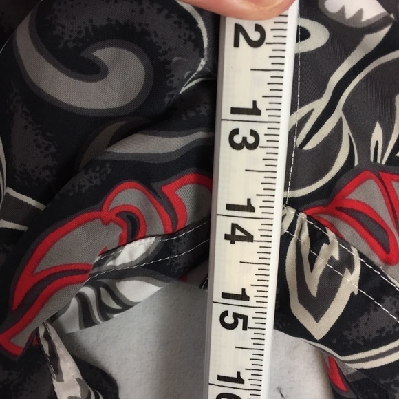 OP Sport Board Shorts Mens XL Gray Red Graphic Swim Trunks Drawstring Mesh Lined - Picture 12 of 13